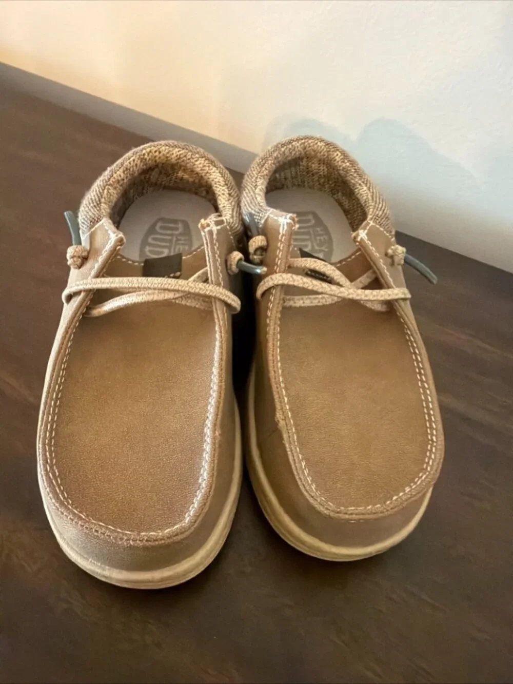 Hey Dude Paul Youth Classic Tan Kids Slip On Shoes Size C12 Excellent